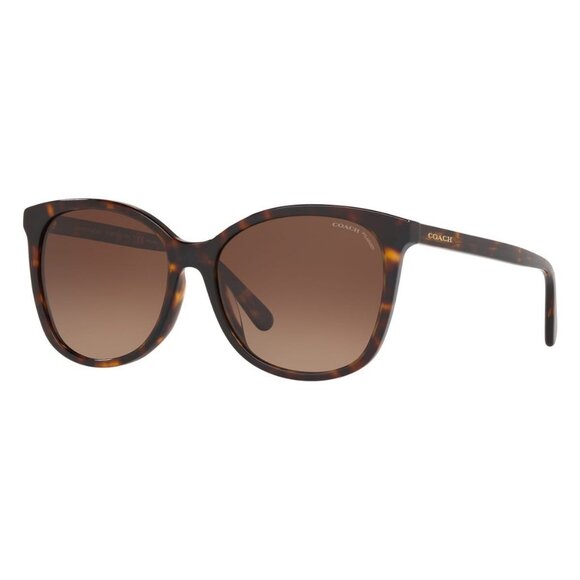 New COACH L1101 Havana Polarised Square HC8271U 5120T5 Sunglasses Women - Picture 1 of 4